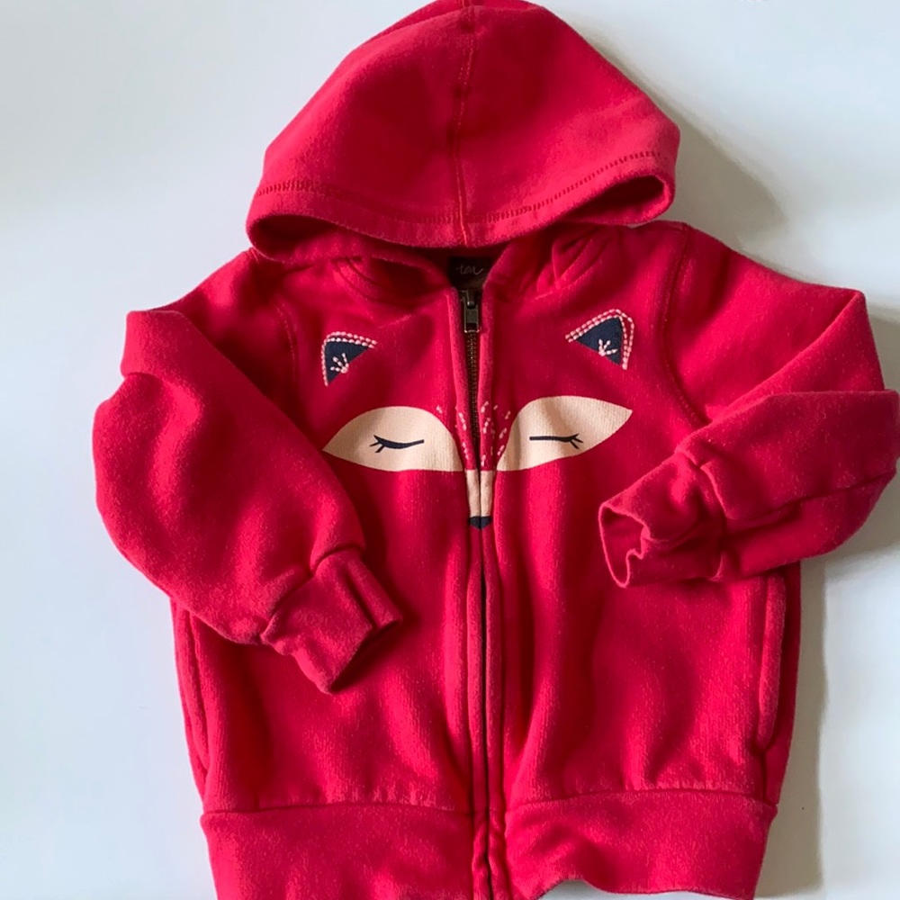 TEA COLLECTION Furry Fox Hoodie Red Size 3